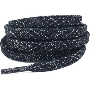 DELELE Thick Flat Shoelaces Gold Silver Silk Tightly Woven Shoe Laces 2 Pair in Kuwait