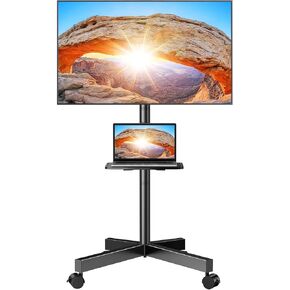 Perlegear Mobile TV Cart, Rolling TV Stand for 13-50 inch TVs with 30° Tilt Universal TV Cart for LED/LCD/OLED TV Height Adjustable Floor TV Stand Holds 44lbs Portable Monitor Stand Max VESA 200x200mm in Kuwait