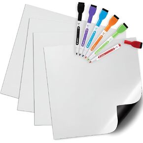 Kedudes Magnetic Dry Erase Board -Refrigerator Whiteboard Magnetic -Small Whiteboard for Fridge + 6 Colored Markers w/Eraser Caps -Fridge Board Magnetic with Marker, Message Center for Family, 9x12in in Kuwait
