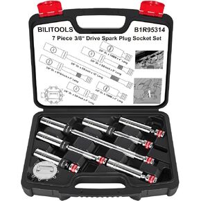 BILITOOLS 6 Piece 3/8-Inch Drive Magnetic Swivel Spark Plug Socket Set-Includes 9/16-Inch, 5/8-Inch, 14mm, 16mm Socket & 3/8-inch Drive with 6-Point and 12-Point, CR-V in Kuwait