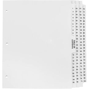 Numbered Dividers 1-100 Punched in Kuwait