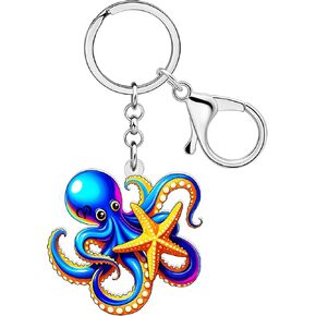 LONYOO Anime Sea Turtle Keychain Acrylic Octopus Jellyfish Crab Whale Shark Ocean Key Chain Rings Gifts for Women Girls in Kuwait