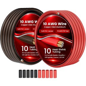 8 Gauge Wire (25ft Each, Red/Black), 2-Pack Translucent Power Ground Cable, CCA, Primary Automotive Wire, Battery Wire, Car Audio Amp Wire, Trailer Harness Cord, Lightning Wire, Electrical 8awg Wire in Kuwait