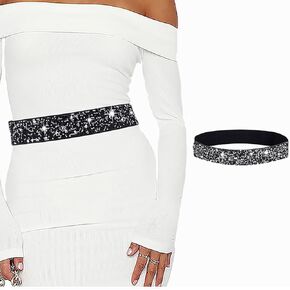 Auwoyss Women Belt Rhinestone Stretch Dresses Belt Elastic Vintage Waist Belt for Women and Girls in Kuwait