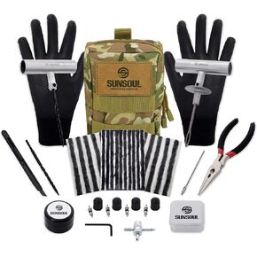 SUNSOUL 40pcs Tire Repair Kit Heavy Duty Tire Plug Kit,Universal Tire Repair Tool,for Autos, Cars,Motorcycles, Trucks, ARB，ATV, Tractor, RV, SUV, Trailer Tires in Kuwait