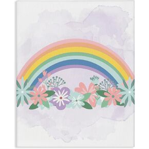 Stupell Industries Tropical Florals Under Playful Rainbow Kids' Illustration, Designed by Kim Allen Canvas Wall Art, 24 x 30, White in Kuwait