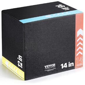 VEVOR 3 في 1 صندوق القفز البليومتري، صندوق Plyo القطني، منصة وصندوق خفة الحركة للقفز، صندوق تصعيد لتمارين اللياقة البدنية مضاد للانزلاق لتدريب الصالة الرياضية المنزلية، تدريب القوة على التكييف، مقاسات متعددة، أسود in Kuwait