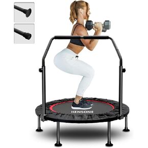 KENSONE 40"/48" Foldable Mini Trampoline, Indoor Trampoline for Kids, Adults Indoor/Garden Workout, Fitness Rebounder with Adjustable Foam Handle, Max Load 330/450 lbs in Kuwait