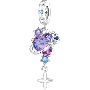 NUJIFFY 925 Sterling Silver Beads for Bracelets & Necklaces, Cute Pink Heart Cross Charms Pendants, Birthday Graduation Honeymoon Infinite Love Jewelry Gifts for Women Men Teens in Kuwait