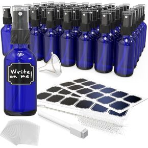 Nevlers 48pk Blue Small Glass Spray Bottles 2 Oz |Versatile Dark Glass Spray Bottles Mist Sprayer | Ultra Fine Mist Spray Bottle for Face, Spritz Bottle for Hair, Atomizer Spray Bottle for Oil &More in Kuwait