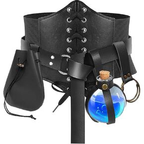 SUMGOGO 5PCS Corset Belt Medieval Renaissance Belt Pouch Potion Bottle Hikes Festival Halloween Cosplay Costume Accessories in Kuwait