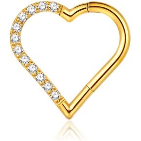 316L Stainless Steel Heart Cartilage Conch Daith Rook Tragus Helix Earrings Cubic Zirconia Hoop Hinged Segment Septum Clicker Ring Nose Rings Hoop Piercing Jewelry in Kuwait
