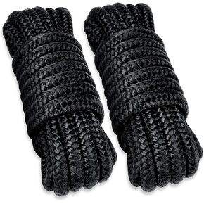 Young Marine Double Braided Nylon Dock Lines Rope，3/8 Inch x 15FT Dock Line with 12 Inch Eyelet for Mooring Boats, Black，4 Pack in Kuwait