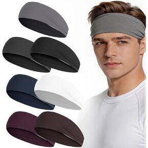 5 Pack Sports Headband for Men, Breathable Mesh Design, Reused & Washed Mens Headband Sweat Bands for Running Yoga Fitness Workout in Kuwait