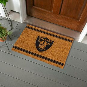 Team Sports America NFL Las Vegas Raiders Natural Coir Door Mat | Indoor and Outdoor Entryway | 28 x 16 Inches | Non Slip Back | Welcome Floor Mats | Muddy Dog Paws | Front Door Entrance Home Décor in Kuwait