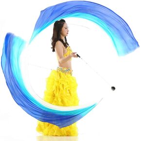 KIKIGOAL 2pcs 2.5x0.9M/98.43"x35.43" Multi-Color Dance Silk Veil Poi in Kuwait
