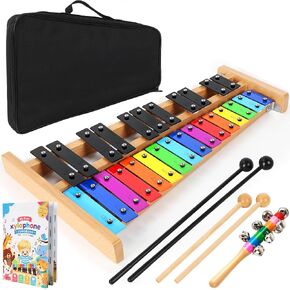 Professional 30 Note Glockenspiel Xylophone Bell Kit, Muted Practice Pad Percussion Kit for Adult, with Three Types of Drumsticks, Adjustable Stand&Carrying Bag in Kuwait
