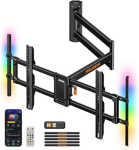 Perlegear Corner TV Wall Mount Long Arm TV Mount Bracket for 32-75 Inch TVs-Full Motion TV Wall Mount with 32.37" Extension & Swivel Articulating Arm & Tilt, MAX VESA 600x400mm, Holds up to 100 lbs in Kuwait