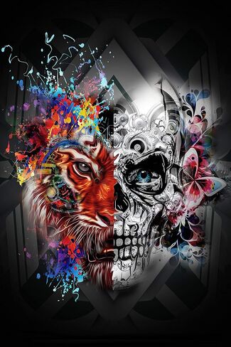 1000 Piece Jigsaw Puzzle for Adults - Tiger and Skull Puzzle - Wooden Puzzle - for Adults Teens Educational Toys Gifts(29.5x19.7 Inches) in Kuwait