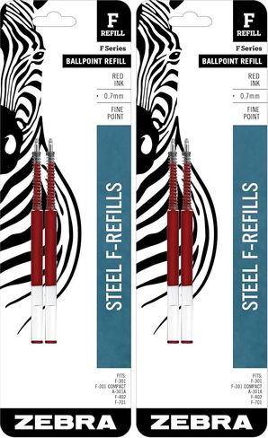 Zebra F-Series Ballpoint Stainless Steel Pen Refill, Fine Point, 0.7mm, Black Ink, 10-Count in Kuwait