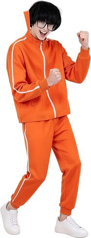 Qosivfey Men's adult sports suit 2-piece hoodie sportswear suit fashion sportswear suit with wig glasses in Kuwait