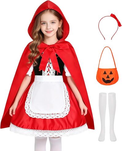 Little Red Riding Hood Costume Dress for Girls Kids Halloween Costumes Fairytale Storybook Character Cosplay in Kuwait