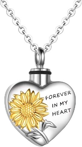 YFN Sterling Silver Sunflower Urn Necklaces for Ashes for Women Men, Abalone Cremation Jewelry for Ashes Memory Necklace Gift, Easter Keepsake for Women in Kuwait