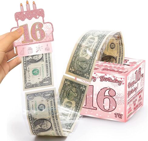 Happy Birthday Money Gift Box with Pull Out Card and Cash Holder - Black & Gold DIY Surprise Box in Kuwait