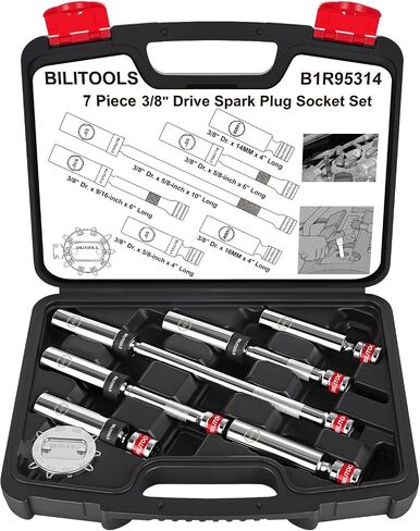 BILITOOLS 6 قطع 3/8 بوصة محرك مغناطيسي دوار مجموعة مقابس الإشعال - تتضمن 9/16 بوصة، 5/8 بوصة، 14 مم، مقبس 16 مم ومحرك 3/8 بوصة مع 6 نقاط و12 نقطة، CR -الخامس in Kuwait