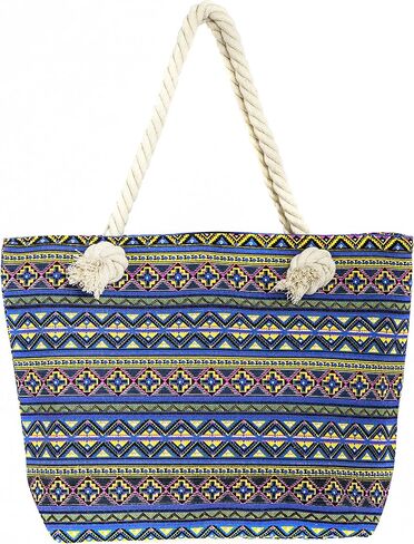 Leisureland Canvas Tote Beach Bag, Water Resistant Shoulder Tote Bag (L20"xH15"xW6", Stripe Black) in Kuwait