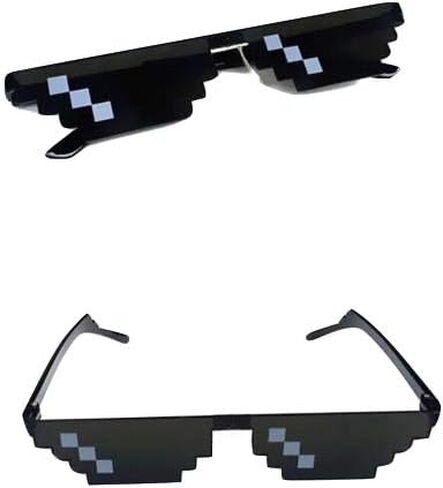 Thug Life Glasses Sunglasses MLG Shades Eyewear 8 Bit Pixel Unisex Meme Cool Mosaic Glasses Party Glasses in Kuwait