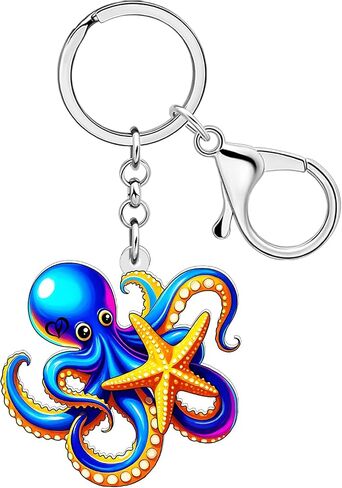 LONYOO Anime Sea Turtle Keychain Acrylic Octopus Jellyfish Crab Whale Shark Ocean Key Chain Rings Gifts for Women Girls in Kuwait
