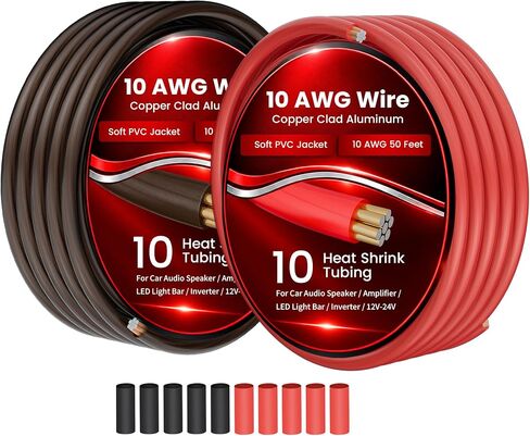 8 Gauge Wire (25ft Each, Red/Black), 2-Pack Translucent Power Ground Cable, CCA, Primary Automotive Wire, Battery Wire, Car Audio Amp Wire, Trailer Harness Cord, Lightning Wire, Electrical 8awg Wire in Kuwait