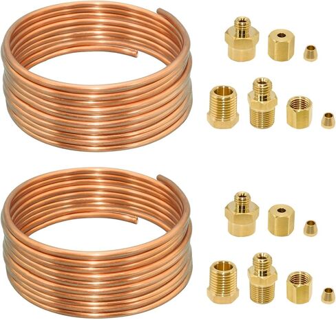 72'' Oil Pressure Gauge Tubing Kit, Set of Copper Tube and Threaded Parts, Universal Fit in Kuwait