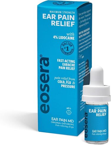 EOSERA Ear Pain MD Drops | #1 Doctor Recommended | Fast-Acting 4% Lidocaine Solution for Rapid Temporary Relief | 12.5mL in Kuwait