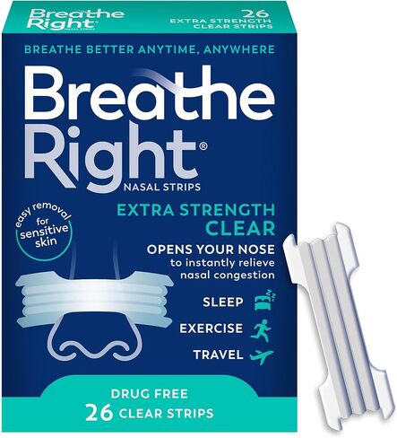 Breathe Right | Extra Strength | Tan Nasal Strips | Help Stop Snoring | Drug-Free Solution & Instant Nasal Congestion Relief Caused by Colds & Allergies | 26 Count in Kuwait