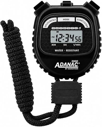 Marathon Adanac 3000 Digital Stopwatch Timer, Black - High Precision Accuracy to 1/100th Seconds - Water, Dust & Shock Resistant - 46" Lanyard Included in Kuwait
