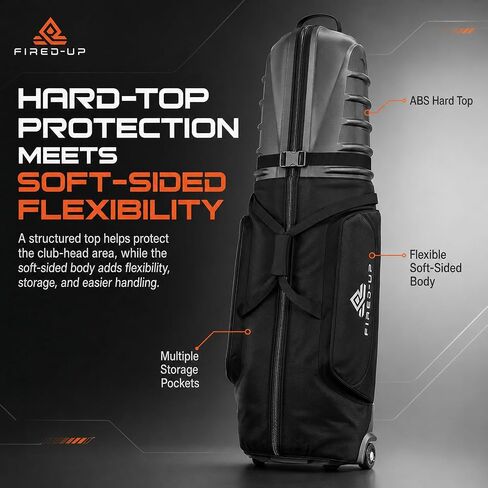 Golf Travel Bag with Wheels - 1680D Heavy Duty Nylon Fabric Golf Travel Case with Travel Golf Bag Storage Integrated Padlock & Ergonomic Handle Foldable Golf Travel Bags for Airlines in Kuwait