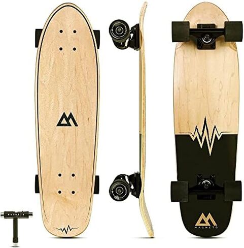 Magneto Complete Skateboard | 27.5" x 7.5" | 6-Layer Canadian Maple Double Kick Concave Deck | Kids Skateboard Cruiser Skateboard | Skateboard for Beginners, Teens & Adults in Kuwait