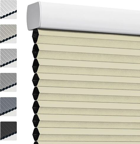 Keego Cordless Cellular Shades Blackout Honeycomb Blinds Window Blinds & Shades for Home Bedroom Kitchen (Grey, Size 35" W x 48" H) in Kuwait