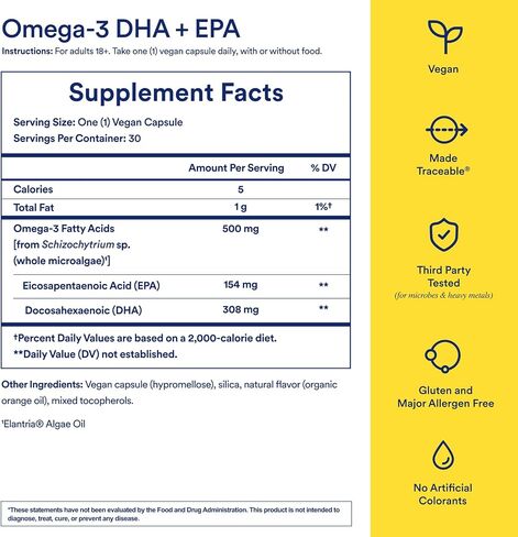 Ritual Omega 3 DHA & EPA - Vegan - Science-Backed Dose of DHA & EPA in 2:1 Ratio, Minimal Burp-Back, Sustainably Sourced Microalgae, 30 Day Serving in Kuwait