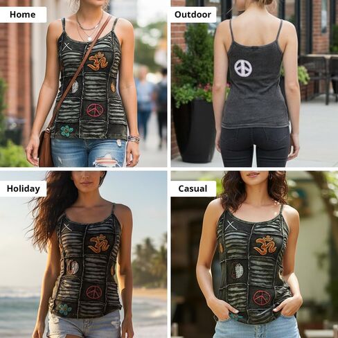 Women Faded Black Summer Festival Slashed Ladies Cotton Emo Goth Women Tank Tops in Kuwait