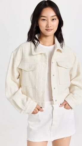 [BLANKNYC] Womens Luxury Clothing Tweed Cropped Jacket With Snap Front Closure, Comfortable & Stylish Coat in Kuwait