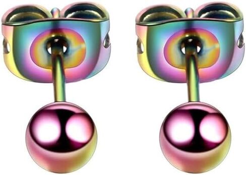 Hypoallergenic Ball Stud Earrings from Medical Grade Titanium Rainbow Color. Titanium earrings. in Kuwait