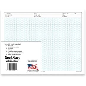 11" x 17" Isometric Graph Paper 50 Sheets Landscape - 0.25" Grid, Non-photo Blue, High Brightness, Drafting, Engineering, Art, 3D Design (1-Pack) in Kuwait