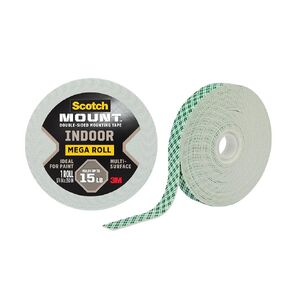 Scotch-Mount Indoor Double-Sided Mounting White Tape Mega Roll, 3/4 in x 350 in (29.1 ft), Features 3M Industrial Strength Adhesive, No Mess or Tools (110H-Long-DC) in Kuwait