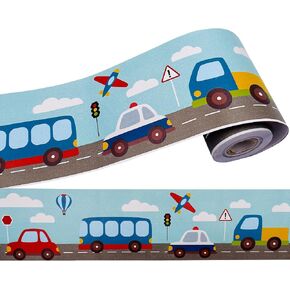 Yifely Traffic Car Wallpaper Border Self-Adhesive Wall Decor Sticker for Kids Room Nursery School Classroom in Kuwait