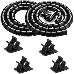 Black Cable Wire Organizer Cord Sleeve Management Cord Hider for Computer, TV, Desk, VIWIEU 5 Feet EZ Cable Sleeve Bundler Flexible & Expandable Home & Office Management Wire Concealer with Clip Tool in Kuwait