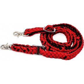 CHALLENGER Roping Knotted Horse Tack Western Barrel Reins Nylon Braided Red Black 60716 in Kuwait