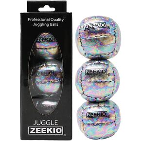 Zeekio Galaxy Juggling Balls- [Pack of 3], Genuine Leather, Millet Filled, 12-Panel Leather Balls, 130g Each, (Green) in Kuwait
